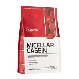 OstroVit Micellar Casein – Białko Mleka o Smaku Truskawkowym 700 g Proszek
