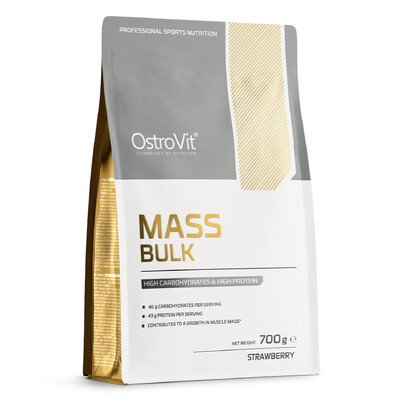 OstroVit Mass Bulk - Białko serwatkowe i węglowodany o smaku truskawkowym, proszek 700g 1