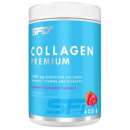 SFD Collagen Premium – hydrolizowany kolagen + MSM + kwas hialuronowy w proszku 400 g truskawka/malina